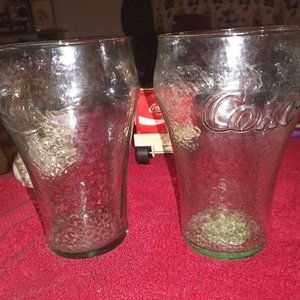 Set of 2 textured Coca-Cola Glasses